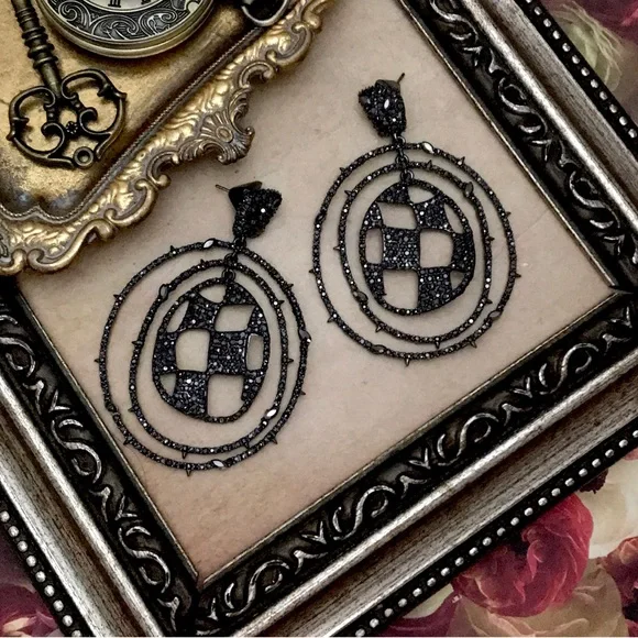 ALEXIS BITTAR Checkerboard Orbiting Hoop Earrings - Picture 1 of 4